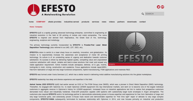 About page of #9 Best Print Company: EFESTO