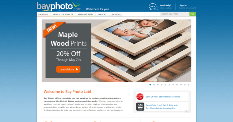 Home page of #8 Best Canvas Printing Business: Bay Photo Lab