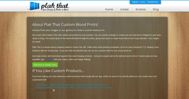 About page of #7 Top Wood prints Firm: Plak That Print Co.